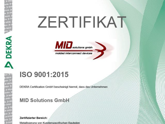 ISO-Zertifikat 9001:2015